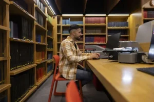 Responsable PRL consultando biblioteca digital de documentos CAE