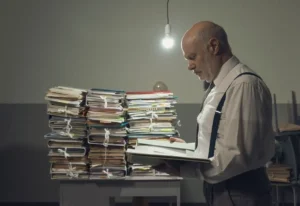 Cuánto tiempo conservar la documentación de PRL en la empresa: responsable revisando archivos y documentación preventiva