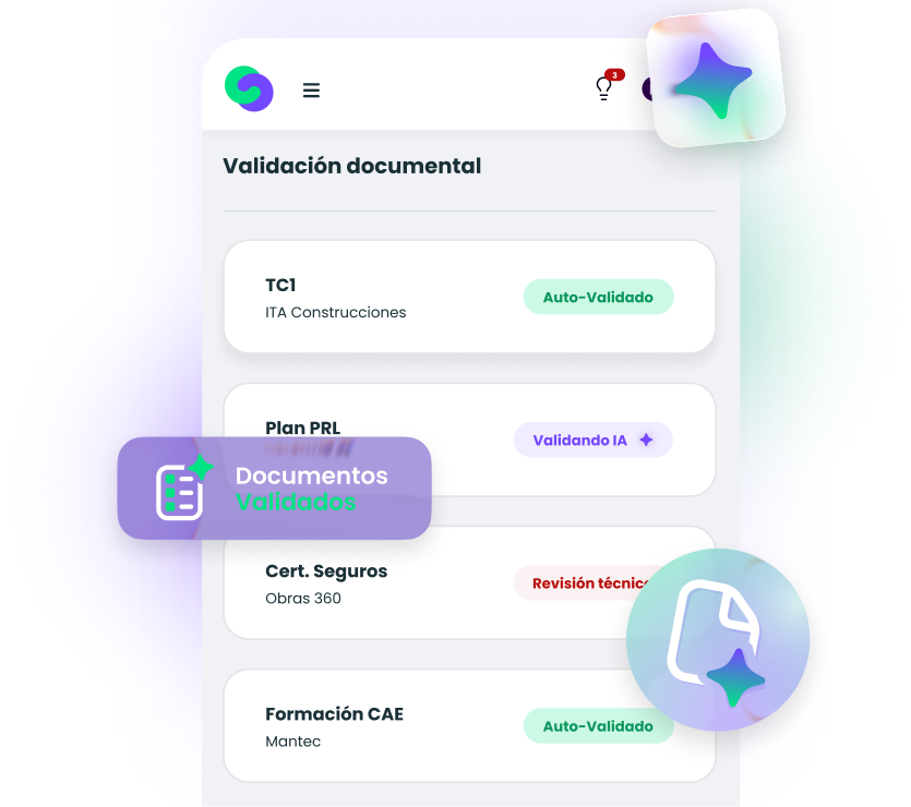 Twind IA — Validación automática de documentos CAE Interfaz de Twind IA validando automáticamente documentos CAE de contratistas en tiempo real