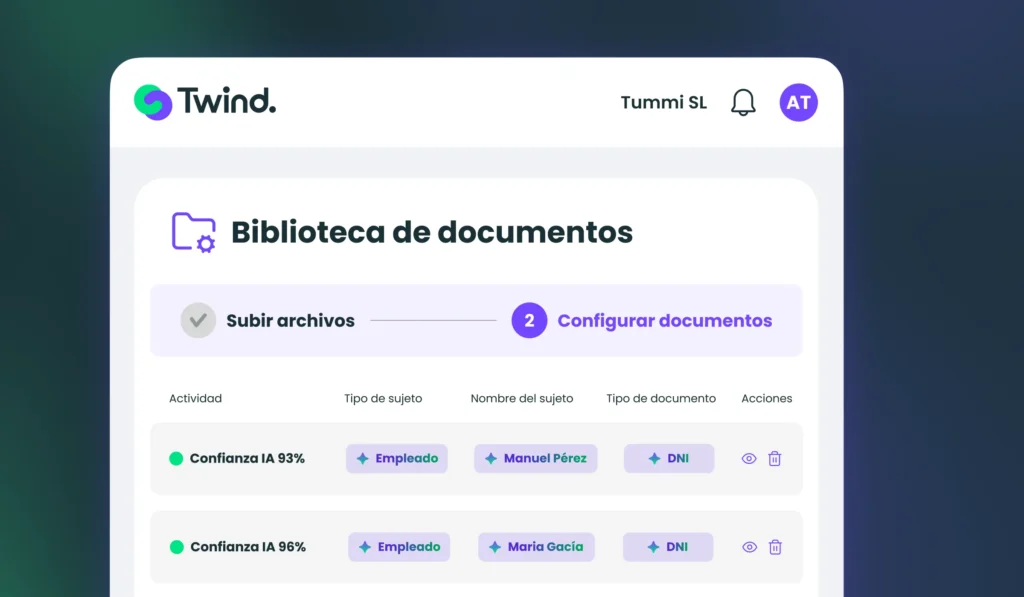 interfaz de plataforma cae para contratistas de Twind