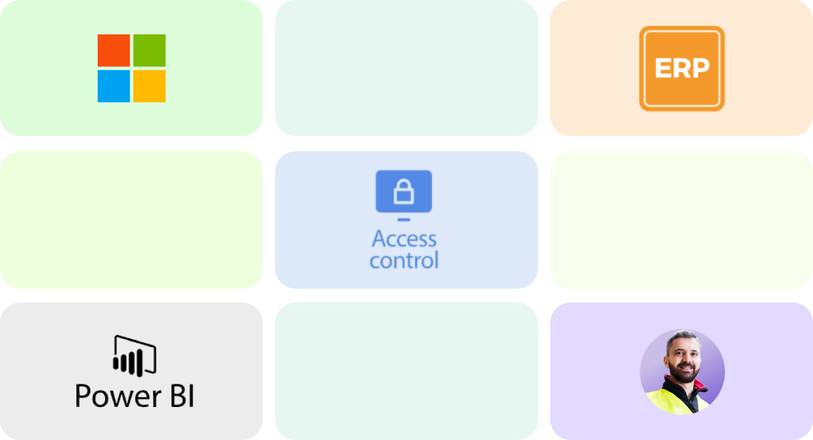 Twind connecté avec ERP, contrôle des accès et Power BI Intégrations de Twind avec Microsoft, ERP, contrôle des accès et Power BI pour centraliser la gestion des prestataires