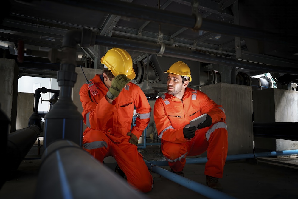Due lavoratori all'interno di uno spazio confinato