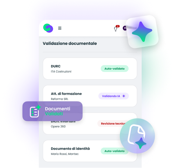 TWIND_IA_Convalida automatica dei documenti HSE Interfaccia Twind IA che verifica automaticamente i documenti HSE degli appaltatori in tempo reale