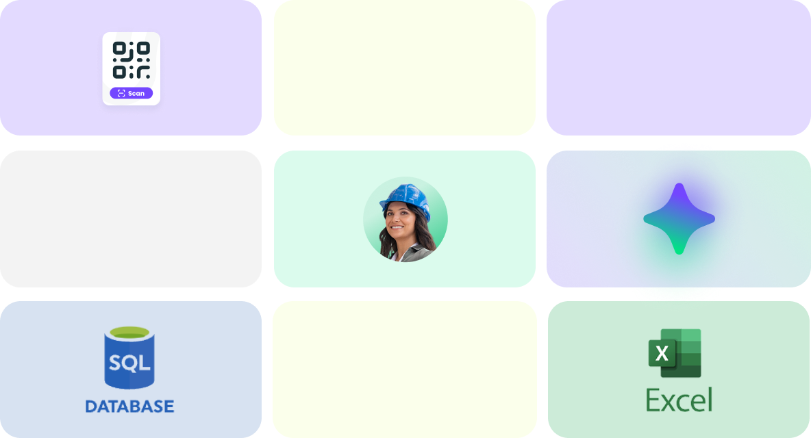 Painel de integrações do Twind com códigos QR, bases de dados, Excel e ferramentas ligadas para agilizar a gestão de fornecedores e parceiros externos.