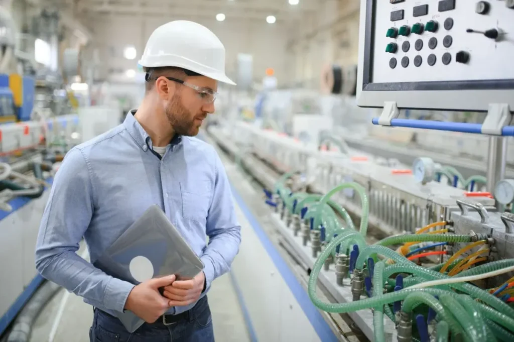 estão documental CAE - técnico consultando plataforma digital de documentação de contratados numa tablet